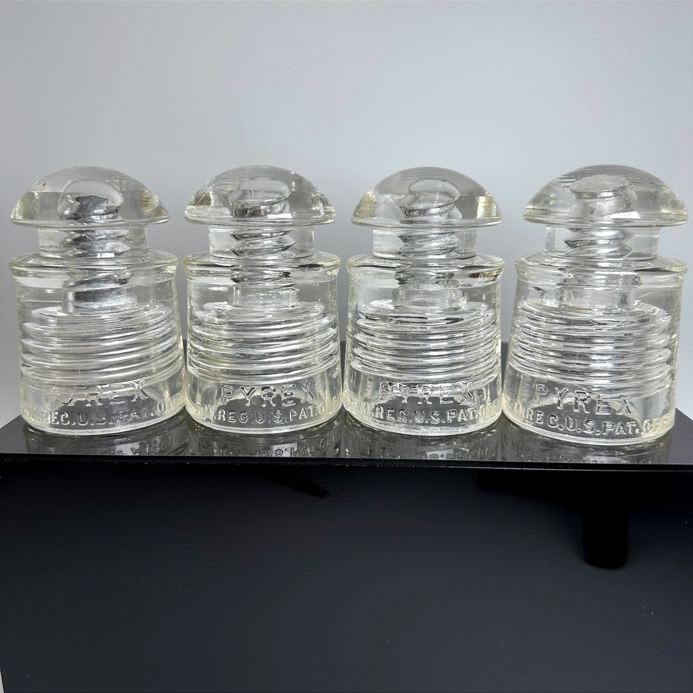Vintage Corning PYREX CD 128 Glass Telegraph Telephone Glass Insulators Lot of 4